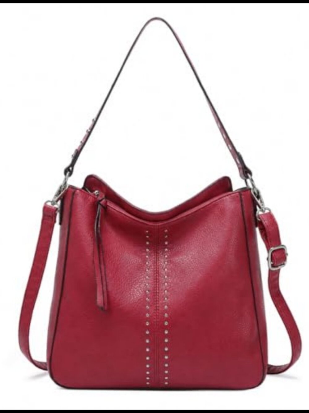 Vegan Leather Hobo Crossbody Bag with Adjustable Strap